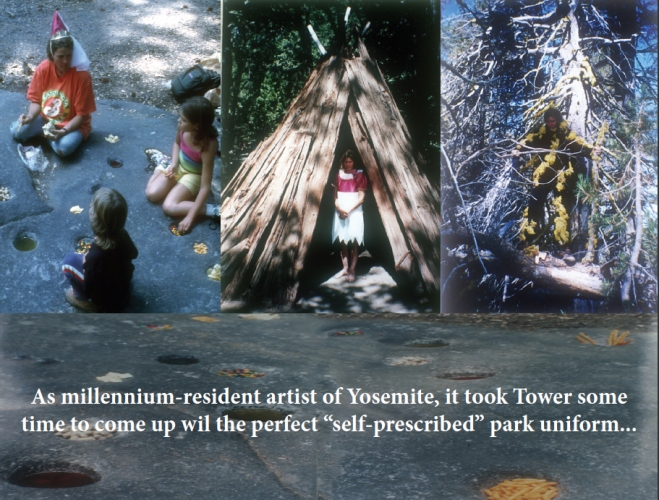 Cindy Tower Happenings/Performed Sculpture Posing as a Miwok, Native to Yosemite, and