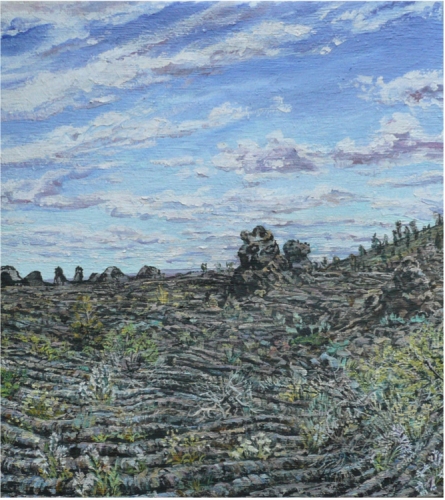 Cindy Tower Landscapes/National Parks oil and asphault on woven cotton