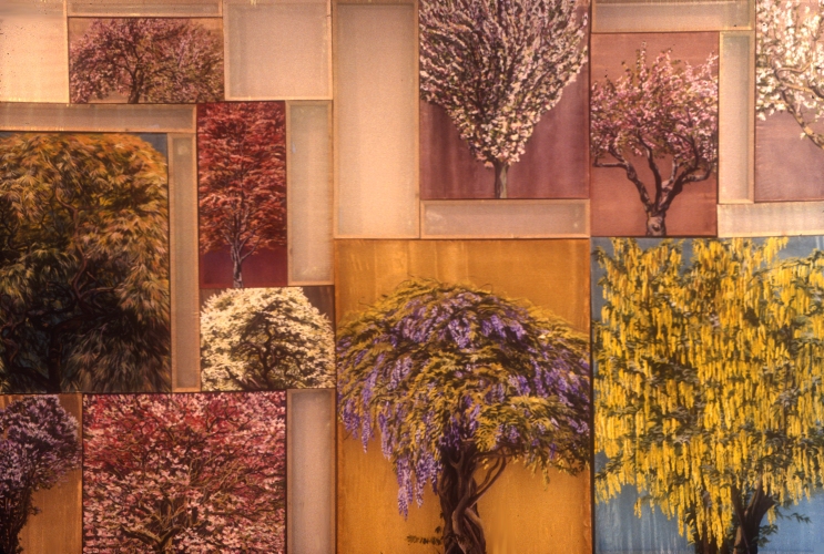 Cindy Tower Tree Paintings oil on silk