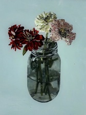 Claire Milah Libin Flowers reverse oil on glass  reverse oil on glass