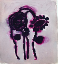 Claire Milah Libin Flowers watercolor + ink 12"x11"
