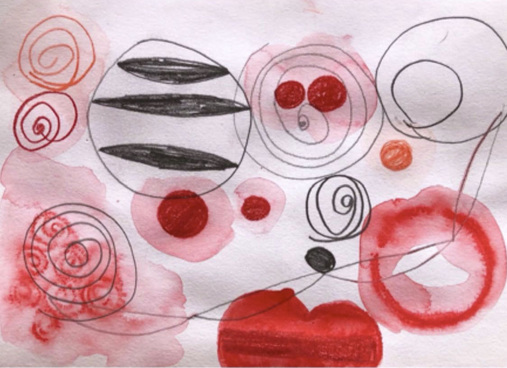Claire Milah Libin Spheres pencil + watercolor pencil + watercolor on paper