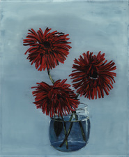 Claire Milah Libin Flowers reverse oil on glass  