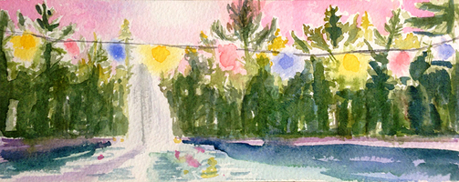 CLAIRE McCONAUGHY Swimming Pool Fountain Watercolors 2014-15 watercolor on paper