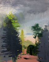 CLAIRE McCONAUGHY Landscapes, Lawns, Pools and Cars 2015-17 oil on canvas