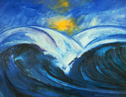 Claire Rosenfeld Ocean and Swimmers oil on paper