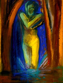 Claire Rosenfeld Figures pastel and watercolor on paper