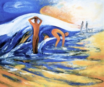 Claire Rosenfeld Ocean and Swimmers Oil on canvas