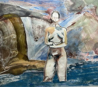 Claire Rosenfeld Prints Encaustic monotype with watercolor collage