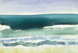 Claire Rosenfeld Ocean and Swimmers watercolor on paper