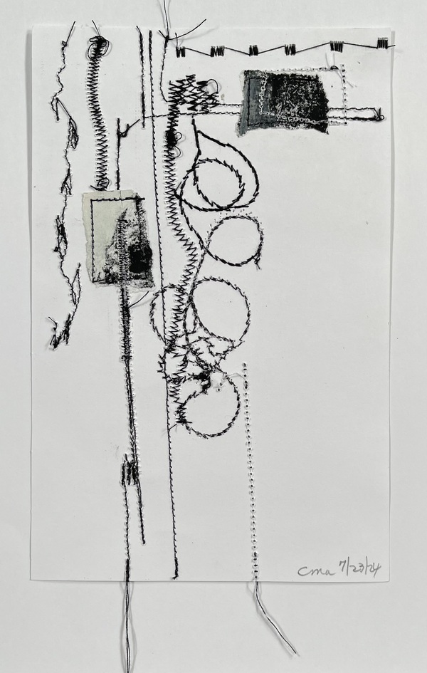 Clare Murray Adams Two-Sided Conversations mixed media with stitch