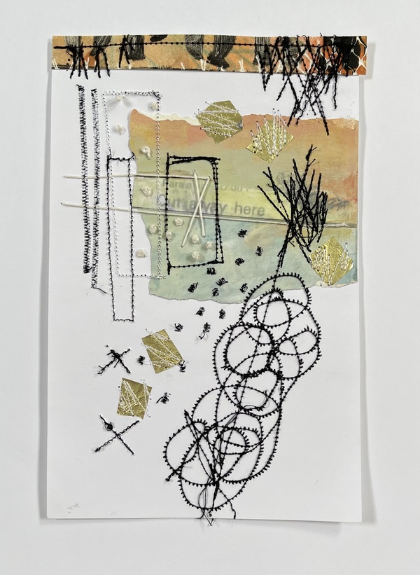 Clare Murray Adams Two-Sided Conversations mixed media with stitch