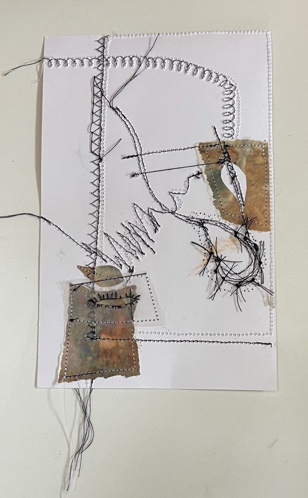 Clare Murray Adams Two-Sided Conversations mixed media with stitch