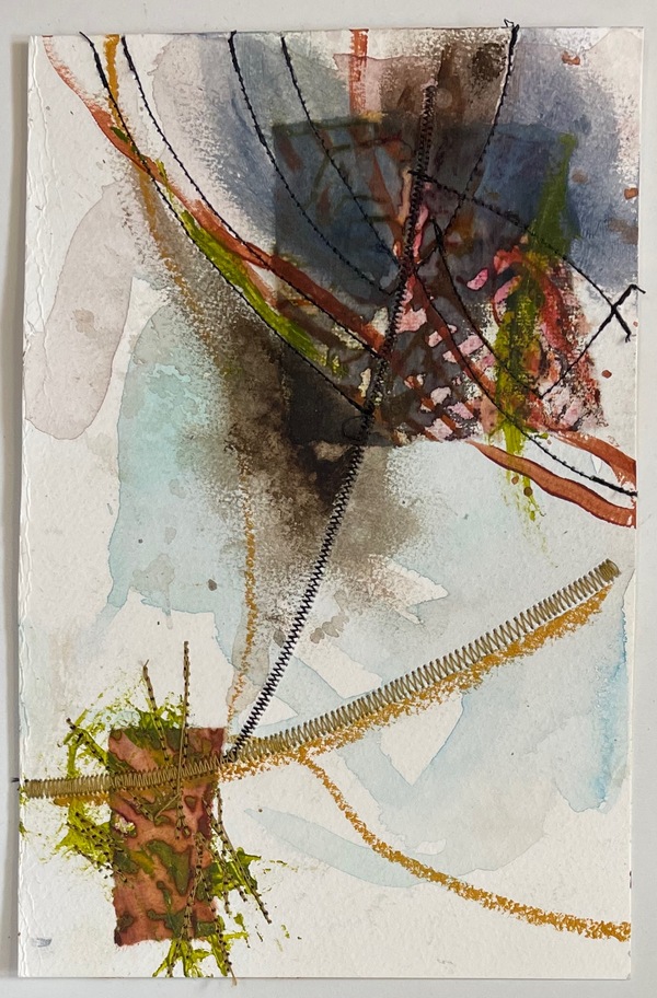 Clare Murray Adams Two-Sided Conversations mixed media with stitch