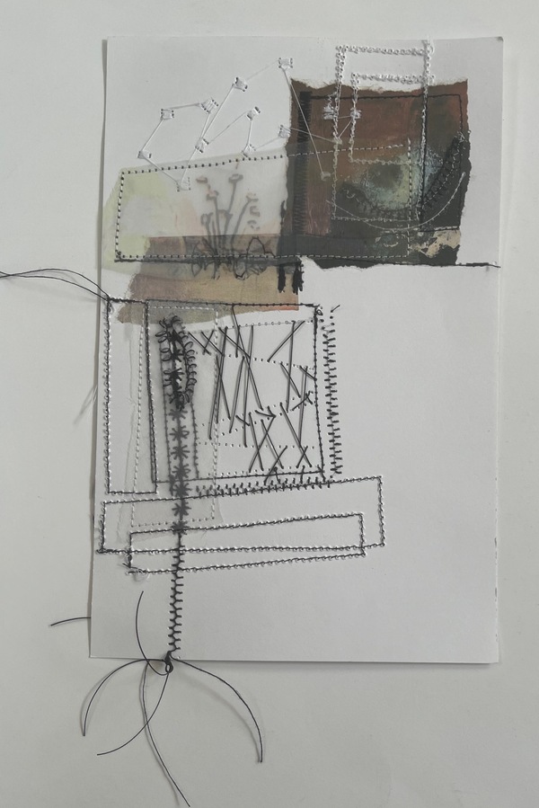 Clare Murray Adams Two-Sided Conversations mixed media with stitch