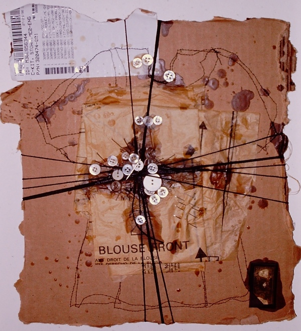 Clare Murray Adams Sewing Machine as Drawing Tool cardboard, paper, pattern paper, buttons , waa