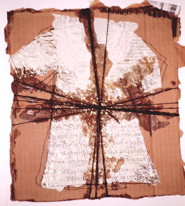 Clare Murray Adams Sewing Machine as Drawing Tool cardboard, paper, lace, floss and wax