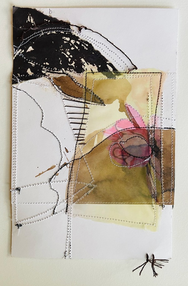 Clare Murray Adams  Two-Sided Conversations mixed media with stitch