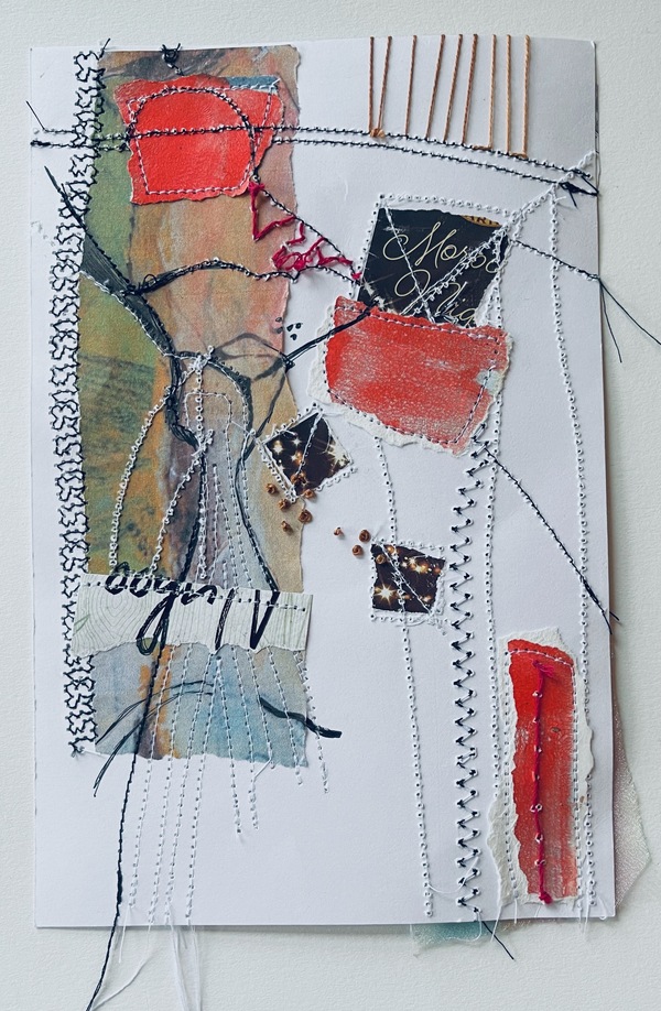 Clare Murray Adams  Two-Sided Conversations mixed m edia with stitch