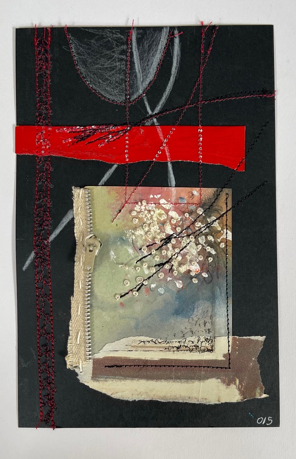Clare Murray Adams  Two-Sided Conversations collage with stitch