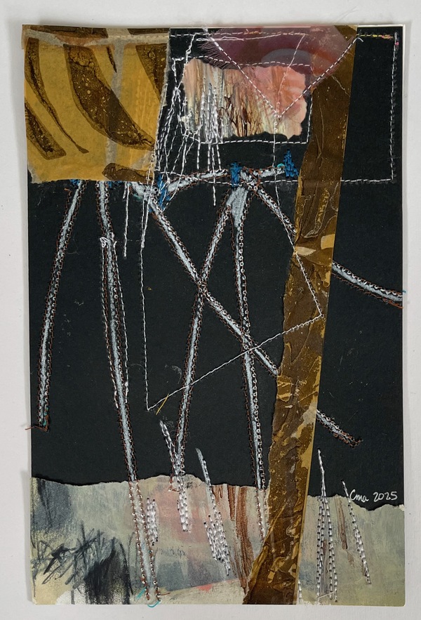 Clare Murray Adams  Two-Sided Conversations collage with stitch