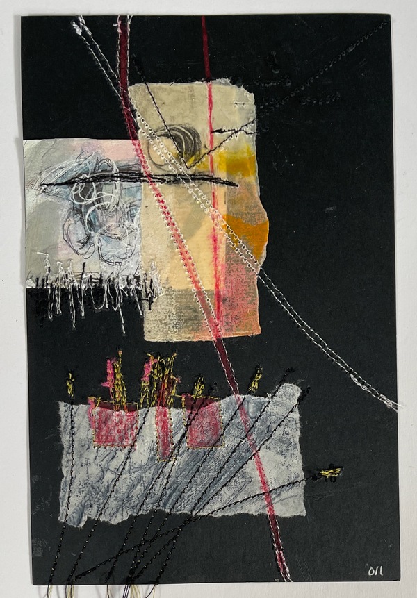 Clare Murray Adams  Two-Sided Conversations collage with stitch