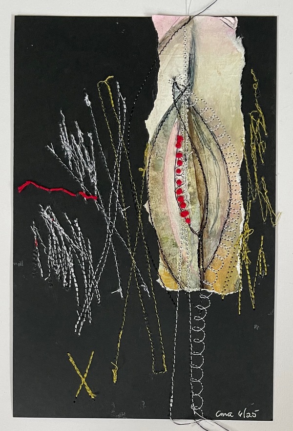 Clare Murray Adams  Two-Sided Conversations collage with stitch