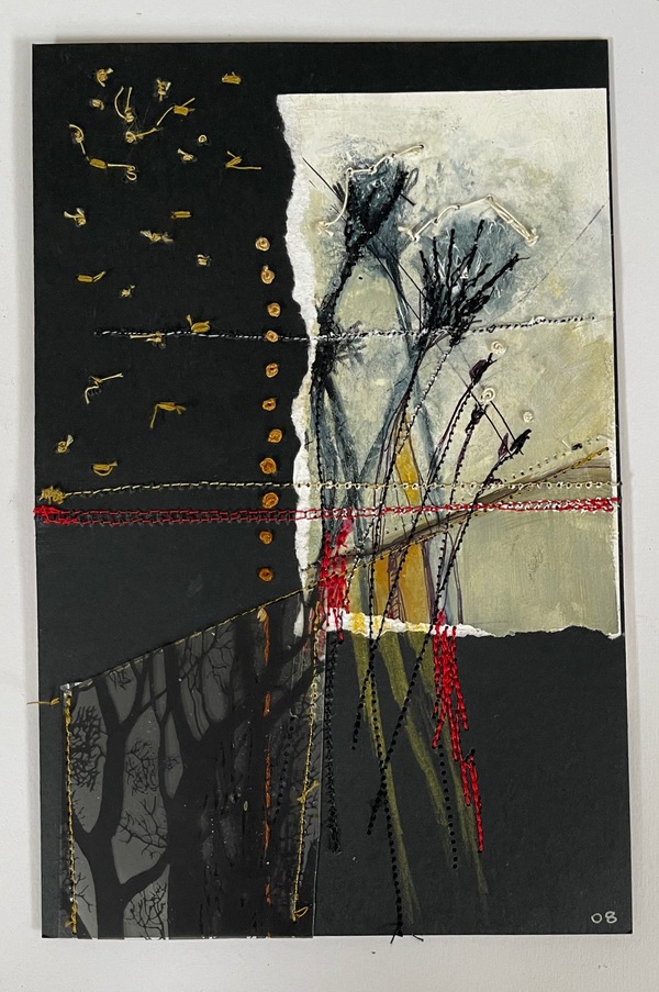 Clare Murray Adams  Two-Sided Conversations collage with stitch