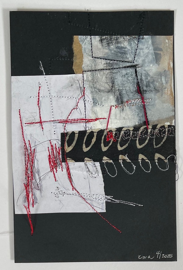 Clare Murray Adams  Two-Sided Conversations collage with stitch