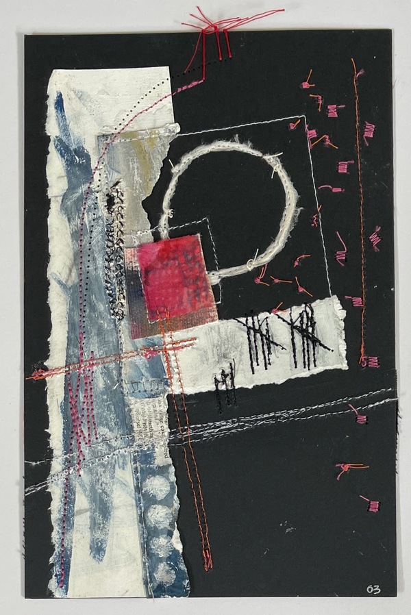 Clare Murray Adams  Two-Sided Conversations collage with stitch