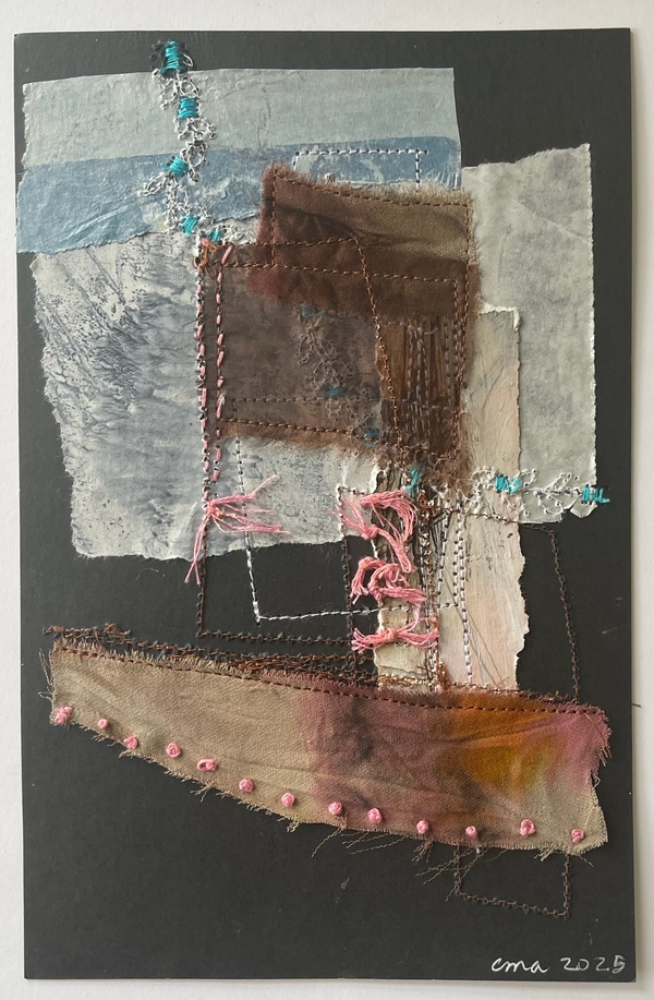 Clare Murray Adams  Two-Sided Conversations collage with stitch