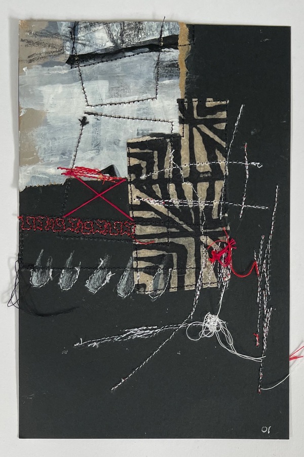 Clare Murray Adams  Two-Sided Conversations collage with stitch