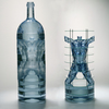  Bottle/Coca Cola Form Glass, threaded metal rods, sheet glass, brass and rubber pins, steel pedestals