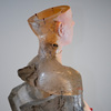  The Human Form Cast glass, powder coated steel base, gold leaf, iron rod and chain, iron weight, rubber, wood, oil paint