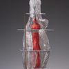  Bottle/Coca Cola Form Cast glass, threaded metal rod, rubber, gesso, wood plinth