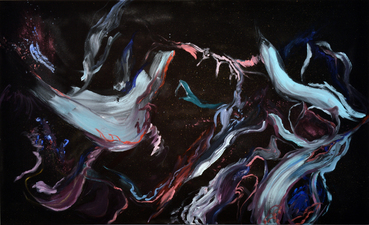 COLLEEN O'BRIEN WOVEN FORCES 2014 Enamel, Oil, Glitter, Gold Leaf, and Spray Paint on Canvas