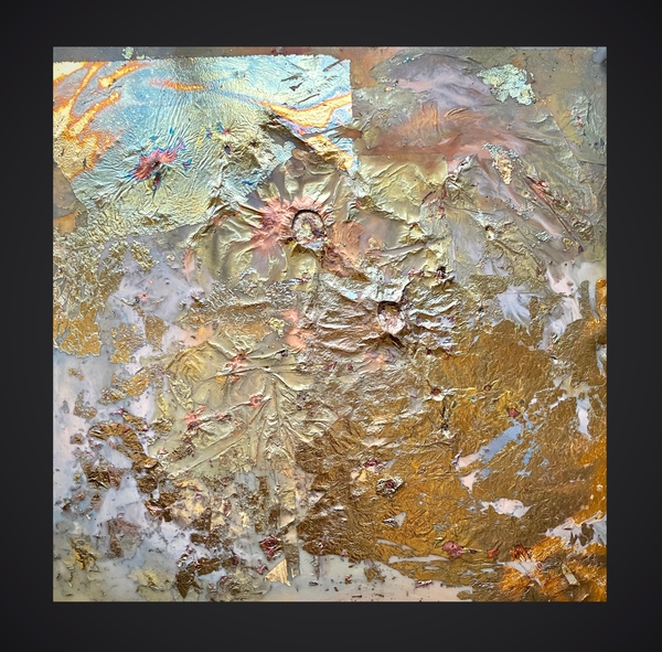 Constance Vallis SHATTERED LIGHT 2020.21.22.23  Encaustic, copper leaf on panel