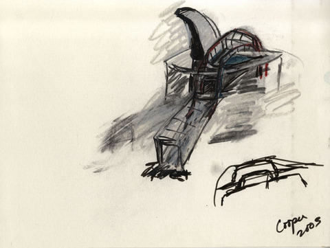 Marcia Cooper WTC Memorial, Drawing, LMCC Proposal, 2003 Charcoal and pastel on paper