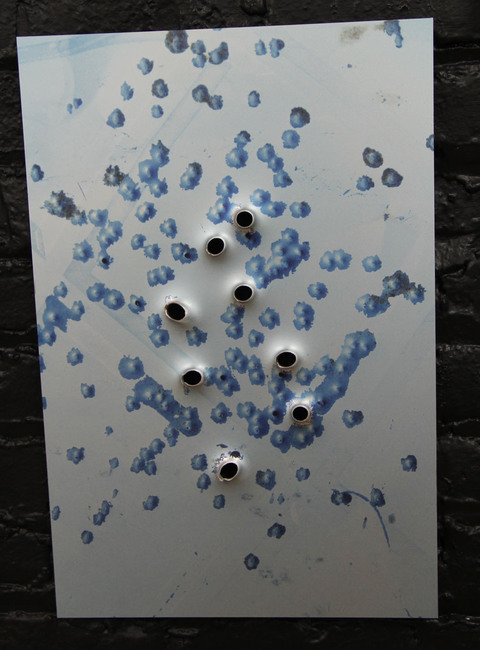 Marcia Cooper Quadruple Pop Aluminum panel with bullets