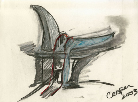 Marcia Cooper WTC Memorial, Drawing, LMCC Proposal, 2003 charcoal and pastel on paper