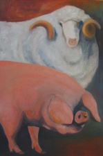 Sandra Maresca Animals with Attitude oil on canvas