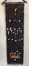 Sandra Maresca Wall Hangings handwoven & hand-spun wool, clay, buttons, silk