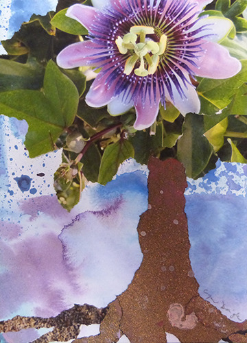 Psychic Illumination: Exponential Painted/Sewn Collage mixed media collage on paper