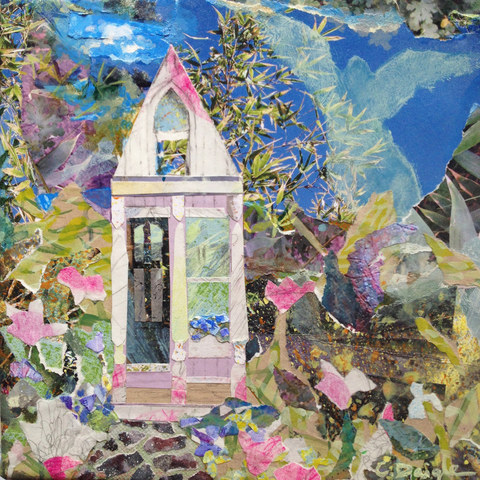 Topangatopia Painted/Sewn Collage mixed media on panel