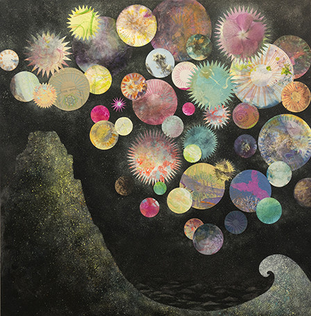 If 1,000 Suns Painted/Sewn Collage mixed media on linen