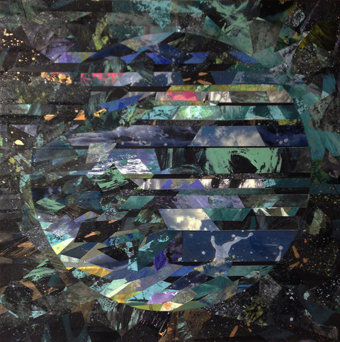 Kali Yuga Painted/Sewn Collage mixed media collage on panel