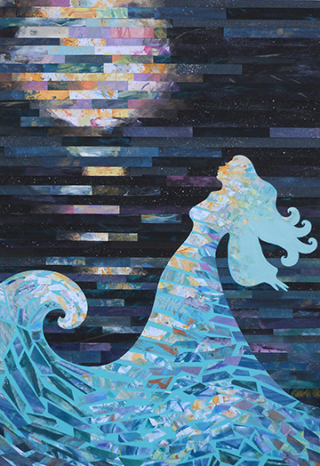 Vak - Goddess of Speech Painted/Sewn Collage Painted Paper Collage