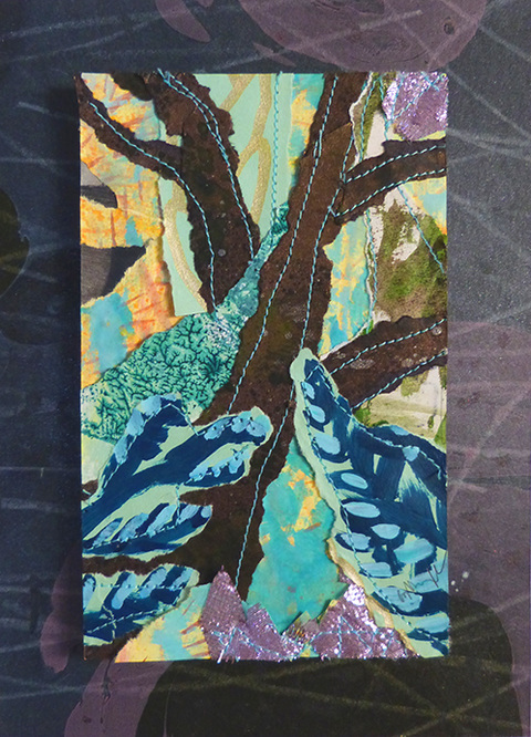Alukea Painted/Sewn Collage sewn fabric and paper