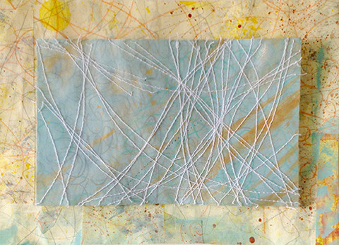 Aminya Painted/Sewn Collage sewn fabric and paper