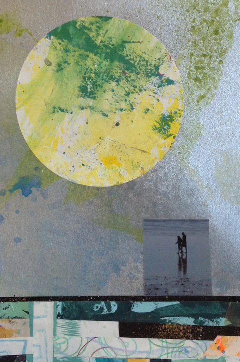baragula Painted/Sewn Collage mixed media collage on paper